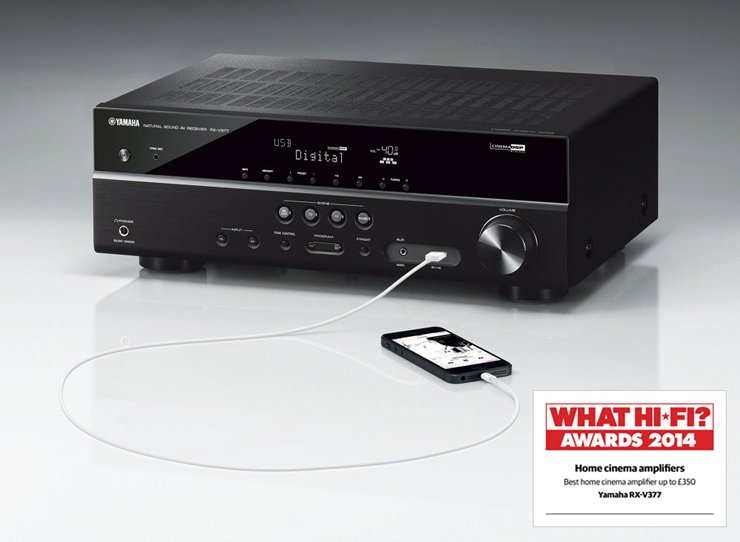 果博5.1声道家庭影院收音扩音机RX-V377 荣获2014年度What Hi-Fi?五星评价大奖